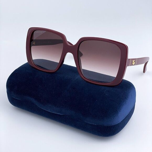 NEW GUCCI GG0632S 003 Burgundy Red Gradient Square Oversized Women Sunglasses - Picture 2 of 12